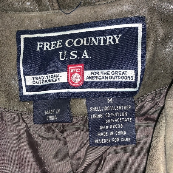 Olive Green Leather Zip Front Jacket - Picture 6 of 6